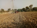 Cultivation Through Disc Harrow Royalty Free Stock Photo